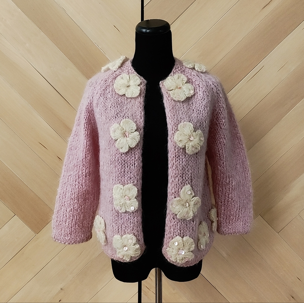 vintage 1960s Famelia Frappe mohair blend chunky cardigan sweater